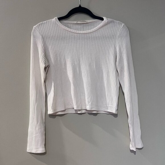 Reformation White Ribbed Long Sleeve Top - Picture 1 of 5